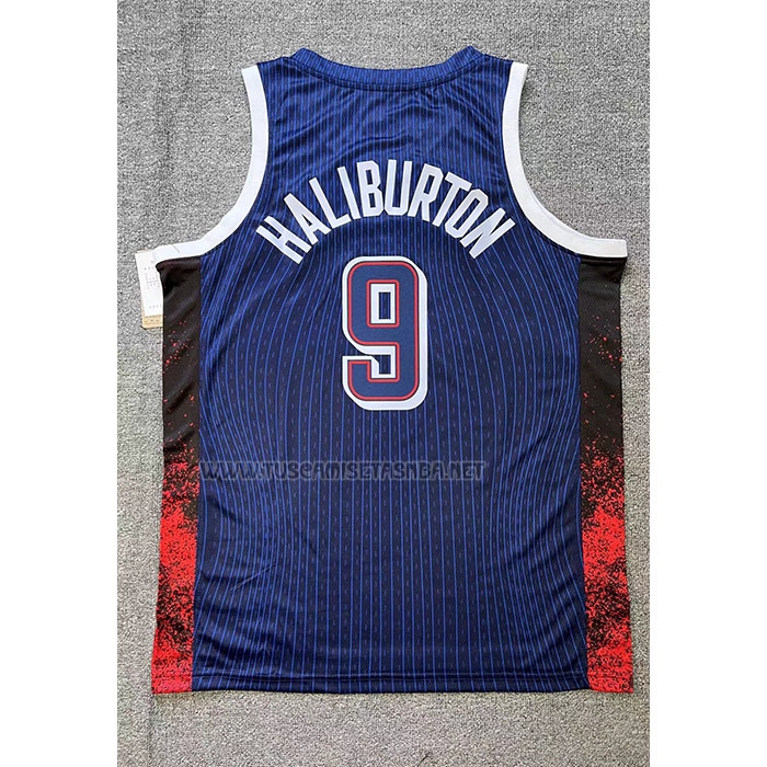 Camiseta Tyrese Haliburton NO 9 USA 2024 Juegos Olimpicos Azul